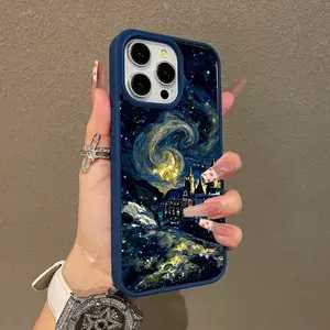 Adorable Magnetic Case for iPhone11/12/13/14/15/16/17/promax Starry Castle Van Gogh Art MagSafe Compatible, Lightweight, Anti-Fall | Girly & Chic Style