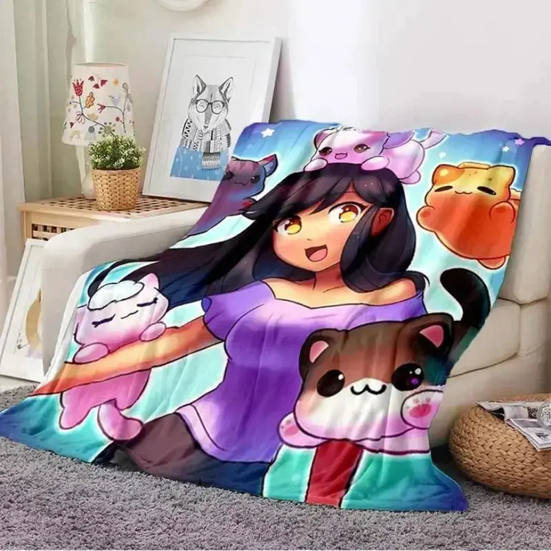 Aphmau Meemeows Cartoon Blanket Ultra Soft Flannel Cozy Throw Blanket for Bedroom Living Room Couch Sofa Office Car Trending Aesthetic Cute Blanket Perfect Birthday Christmas Gift for Kids Adults Roleplay Gifts Viral