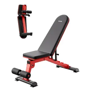 VEVOR Weight Bench, 1200lbs Heavy Duty Stable Weight Bench Press for Full Body Workout, Adjustable Exercise Sit up Bench for Home Gym Strength Training, Flat Bench with Quick Folding Fast Adjustment