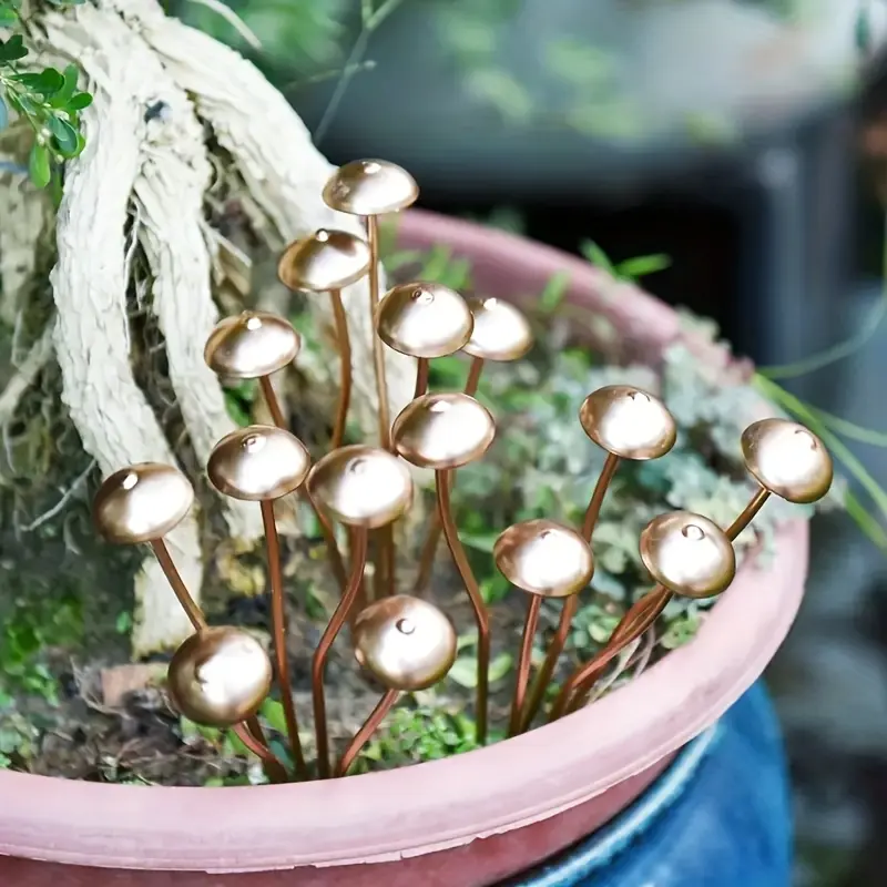 Decorative Metal Mushroom Statue - Ideal for Bonsai, Potted Plants, Outdoor Garden Decor - Ideal Thanksgiving Gift, No