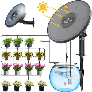 Solar Drip Irrigation System, Smart Automatic Watering System with 2200mAh Battery and 6 Timer Modes for Potted Plants Drip Irrigation Kit for Balconies, Green House, Garden, Balcony