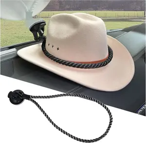 Cowboy Hat Holder Rack with Suction Cup and Handmade Rope, Car Accessories, Universal Cowboy Hat Hanger for SUV Truck Vehicle Home,