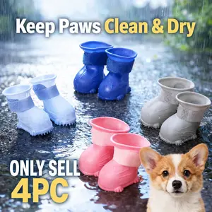 Set of 4 Waterproof Dog Rain Shoes, Anti-Slip, Breathable & Adjustable Paw Protection, Ideal for Rainy Walks & Muddy Roads