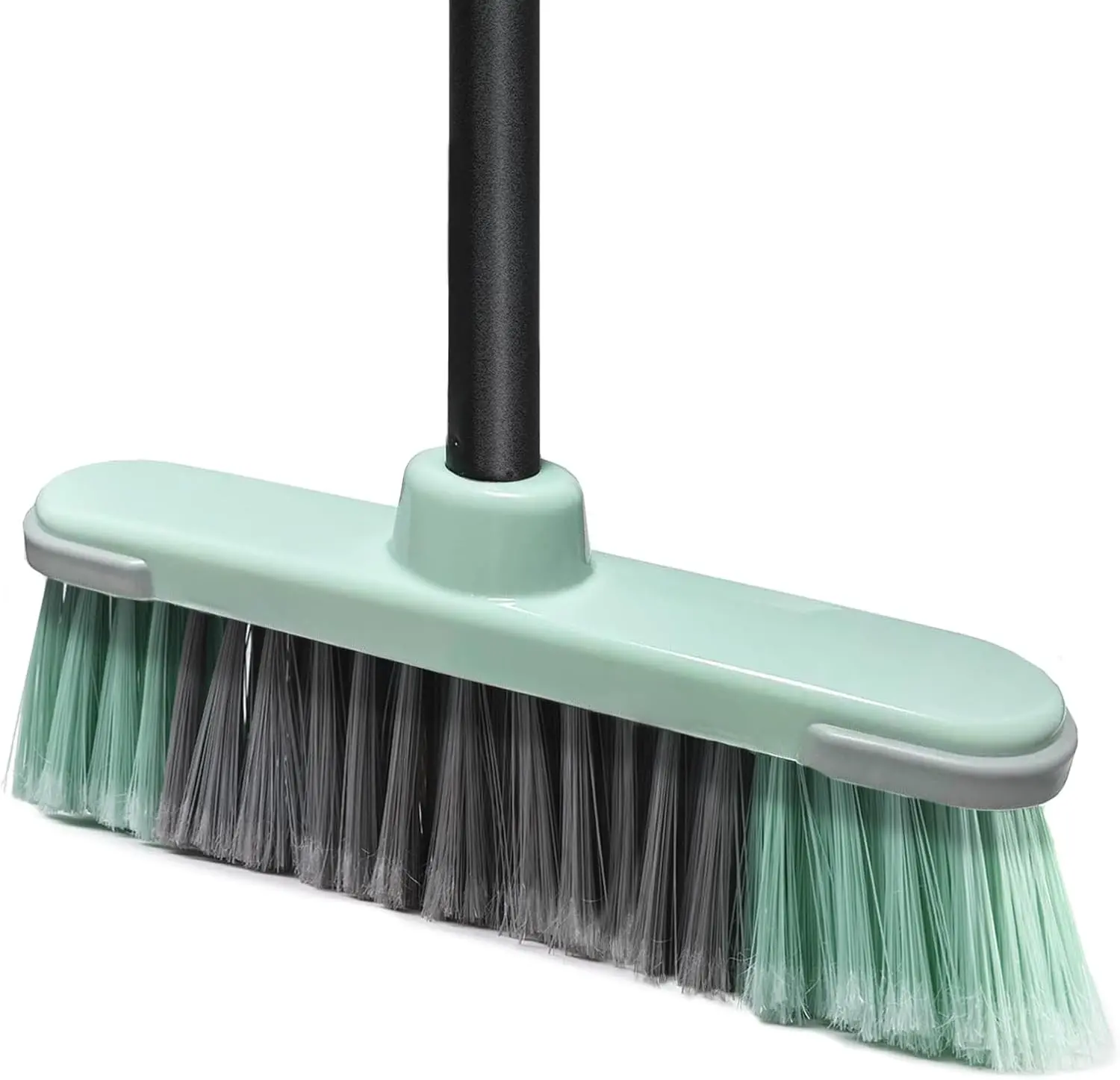 Indoor Broom Soft Bristle Brooms - Brooms for Sweeping Indoor Pet Hair, House Broom for Cleaning Hardwood, Tile, and Decking Surfaces Across.（Green）