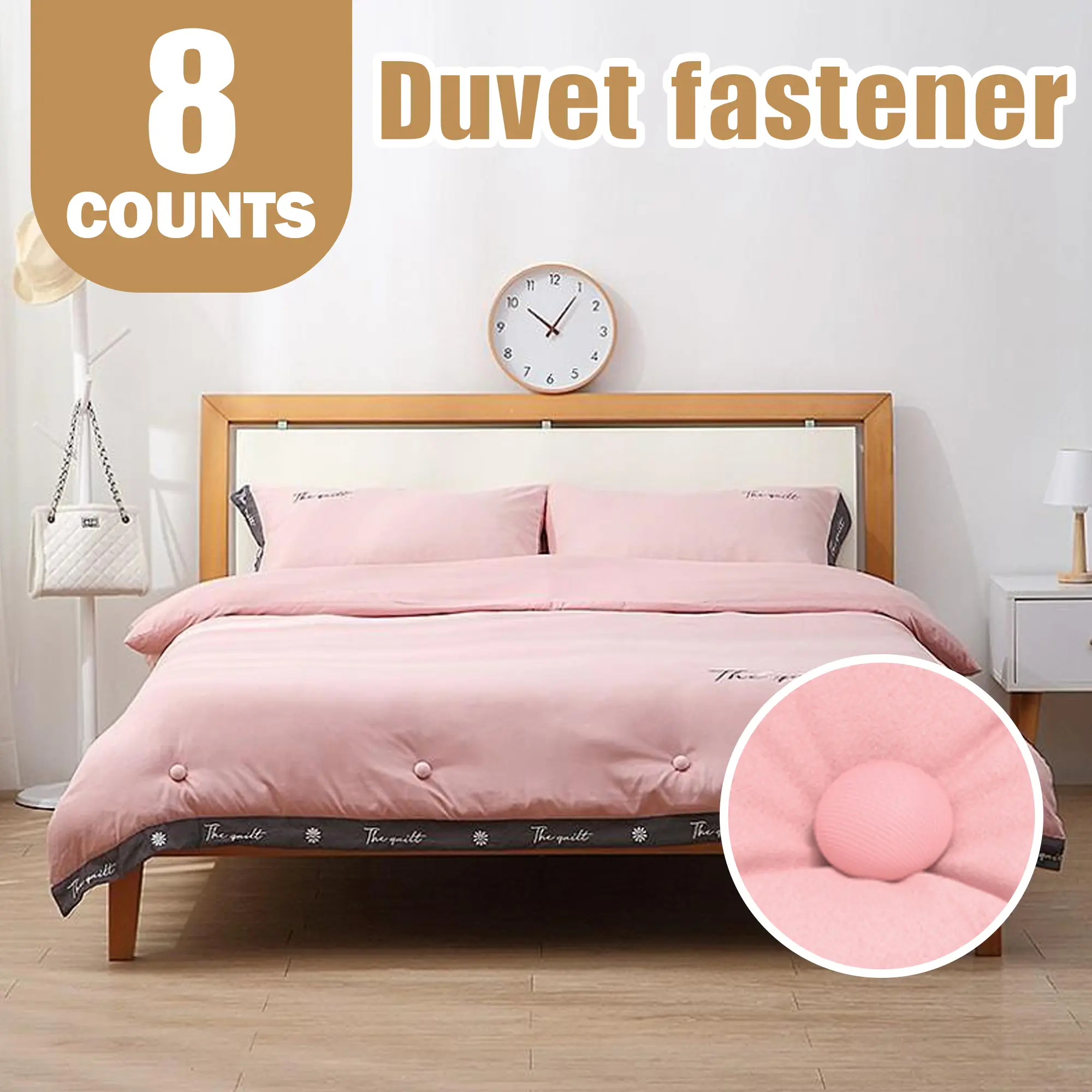 8 Counts Duvet Clips Set, Anti Slip Duvet Cover Clips, Insert Holder Pins for Comforter, Cute Mushroom Round Duvet, Cushions, Pillow