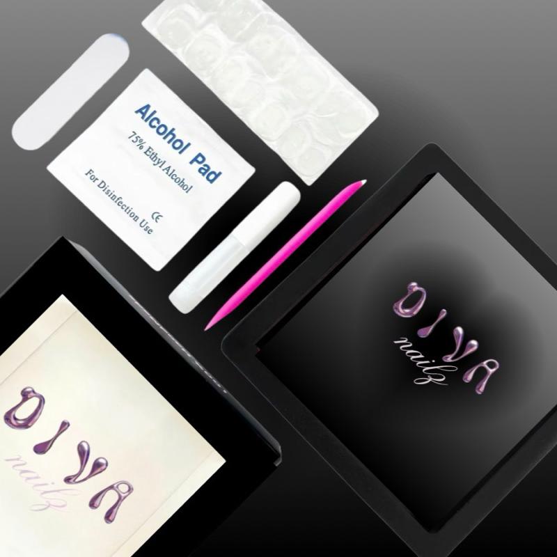 Leopard Print Frenchies Press On Nails - Pink with Black Leopard Design in Clear Storage Box