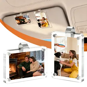 Personalized Acrylic Car Sun Visor Photo Frame Clip, Unique Gift for Couples, Stylish Automotive Accessory