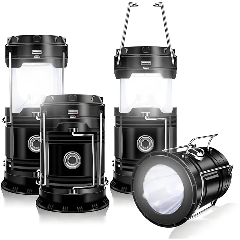 【TikTok Top Seller】4-8 Pack LED Solar Lanterns - Lightweight, Waterproof, Compact, Collapsible Solar Hand Light, Multifunctional Flashlight, Outdoor Camping Accessory, Portable Rechargeable Emergency Torch, Father's Day Gift, High Lumen Flashlight, Flashl