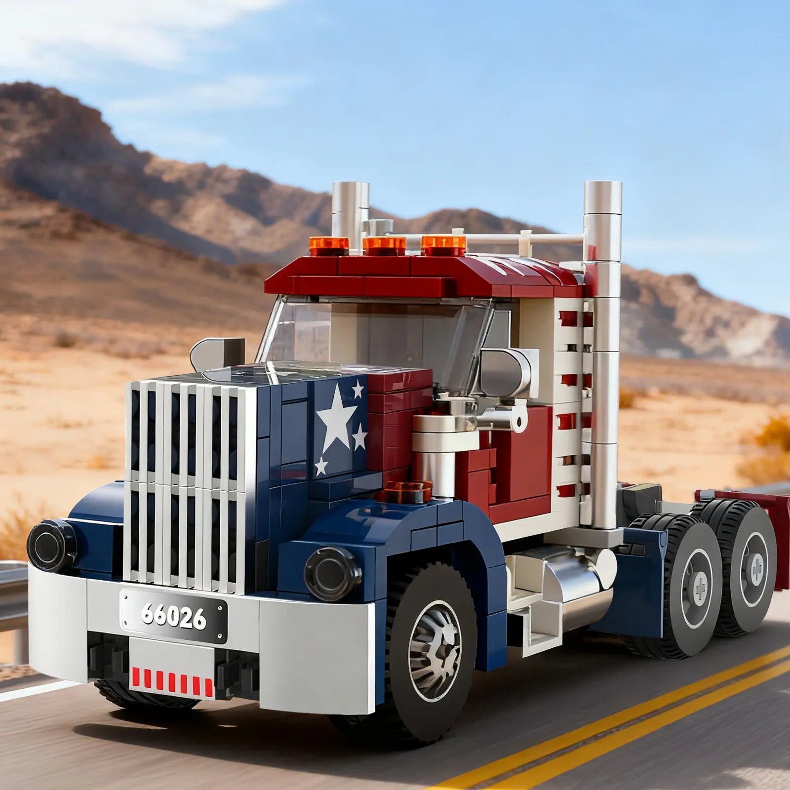 Classic American Truck Head Brick Playset, Large Vehicle DIY Assembly Toy, Cool Vehicle Theme Gift For Boys Adults Kids