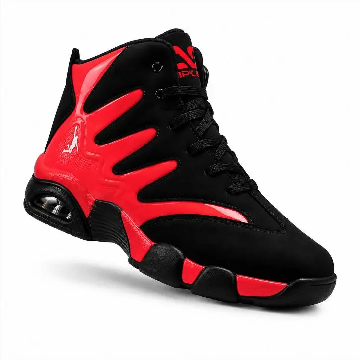 Men’s High-Top Basketball Shoes Air Cushion Sneakers Non-Slip Breathable Sports Trainers for Outdoor Court & Daily Wear
