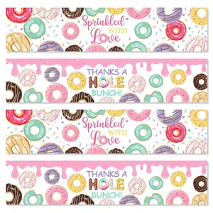 1Set Donut Baby Shower Party Favors Donut Water Bottle Labels 28count Donut Party Decorations for Water and Wine Bottle Sticker Labels Doughnut Sprinkle with Love Party Decoration Supplies