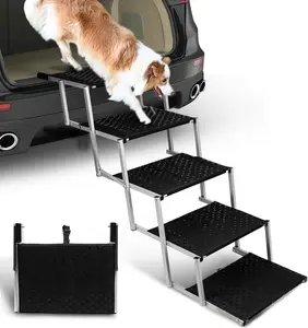 Niubya Dog Ramps for Cars, Portable Folding Dog Stairs forCars, SUV, Trucks, Lightweight Pet Ramp for Large Dogswith Non-Slip Surface, Reinforced Dog Steps Supports Up to200 Ib NIUHEE