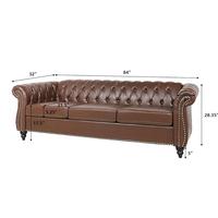 Brown PU 3 Seater Tufted Sofa