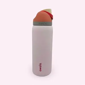 Owala 32 oz Water Bottle - Peachy Rose- Sustainable Design, Classic Color Combination, Portable Drinkware - Aesthetic Plastic Stylish Tumbler Beverage Cup Bottled