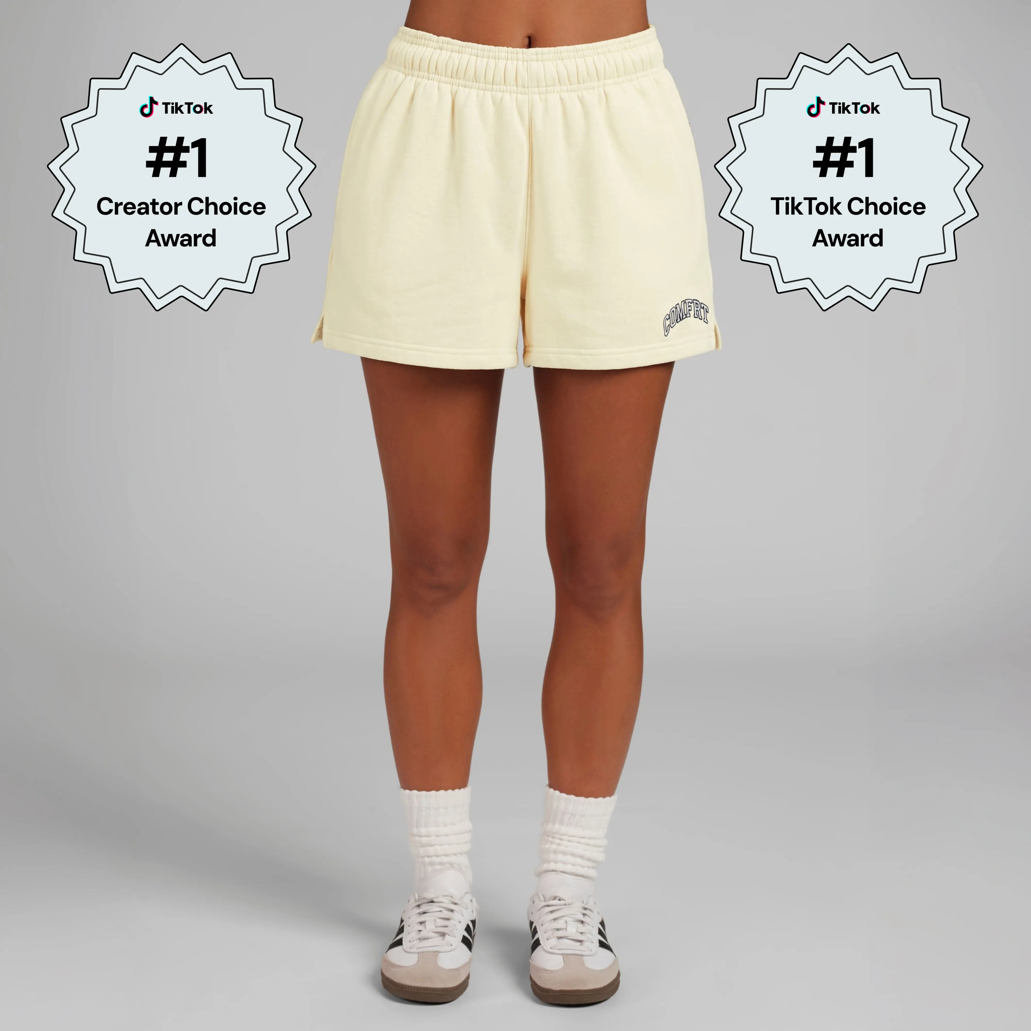 Comfrt | Varsity Logo Short | Fleece 3 Inch Embroidered Logo Sweat Shorts