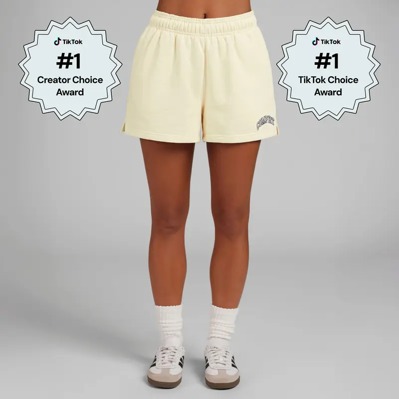 Comfrt | Varsity Logo Short | Fleece 3 Inch Embroidered Logo Sweat Shorts