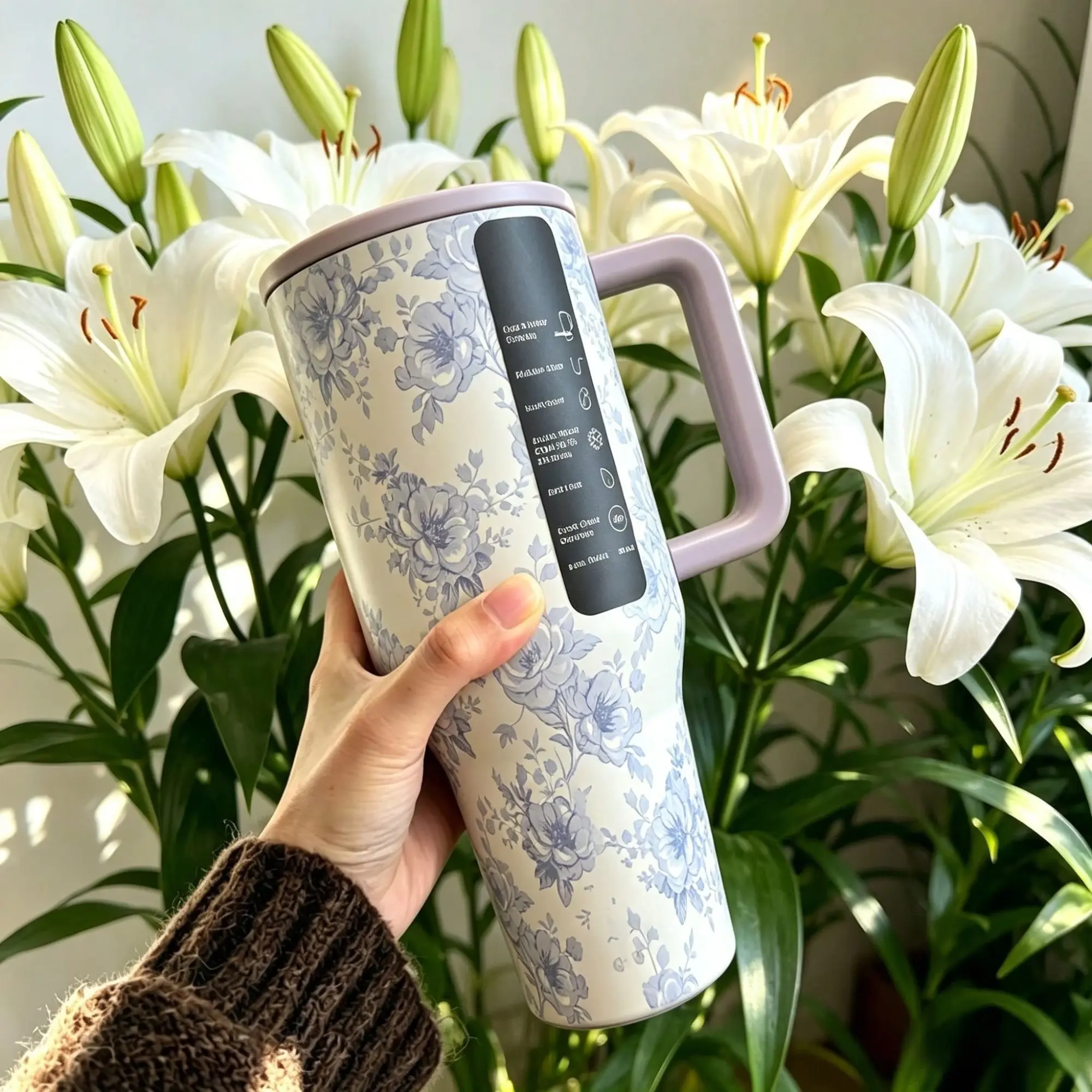 Traveler 32 Oz/40 Oz Water Bottle With Handle & Flip Straw - Fits In Cup Holder, Leak Resistant Tumbler-Reusable Insulated Stainless Steel & Rubber Base - Gifts For Women & Men