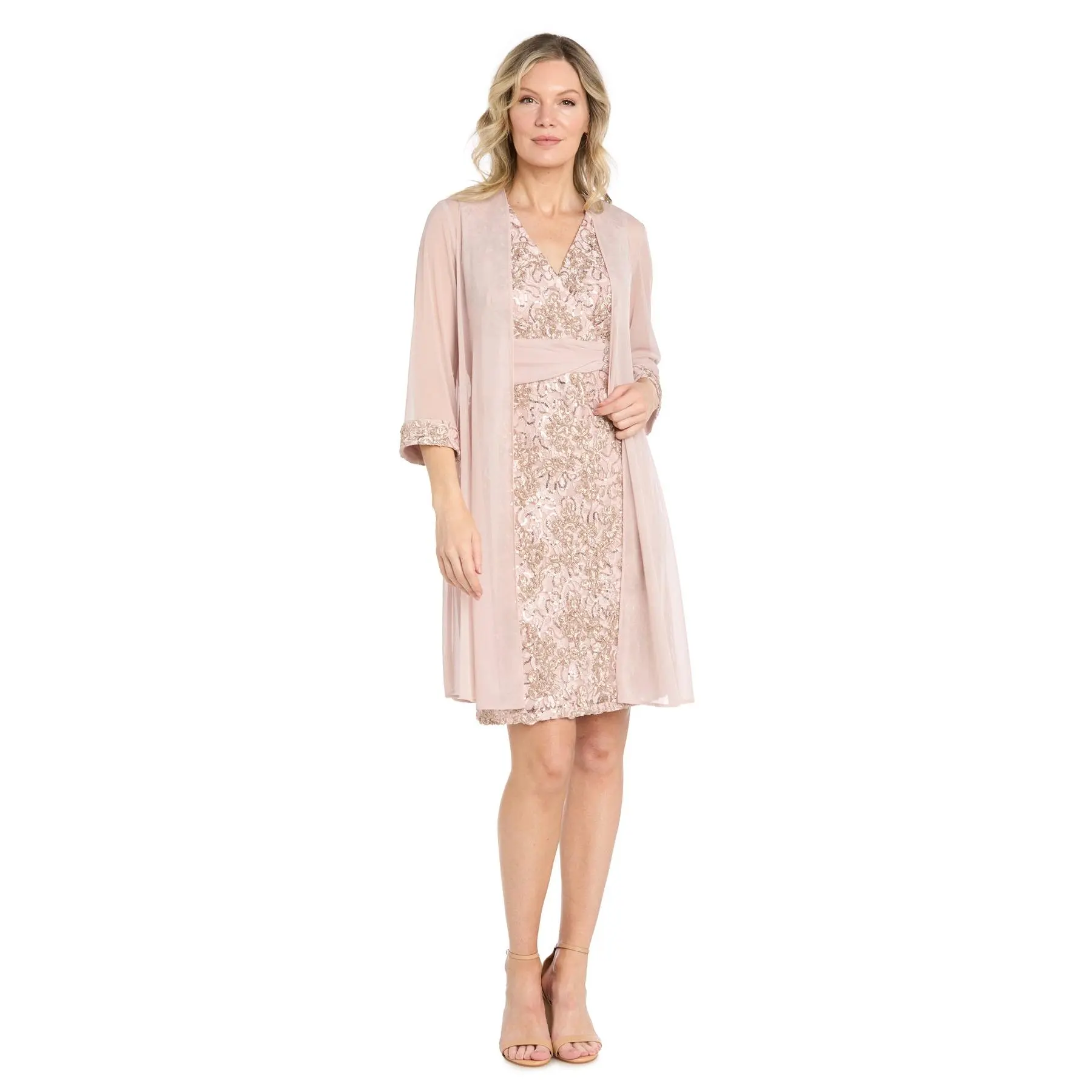 Camille Blush Lace Jacket Dress - Petite