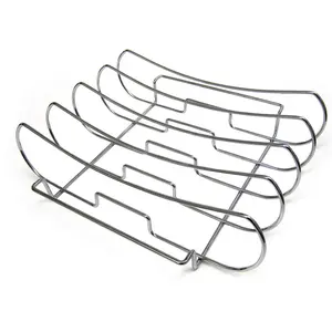 21 Century Heavy-Duty Plated Steel 1.2lb Rib Rack & Oven Roaster Rack, Dishwasher-Safe Kitchen Cookware Utensil