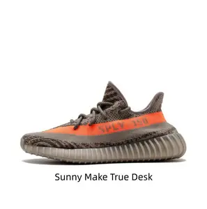 Grey Orange Running Shoes - Men's Retro Sneakers Stripe Detail Casual Sports Footwear