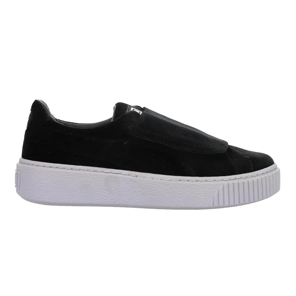 PUMA Womens Basket Strap Velvet Rope Platform Sneakers Shoes Casual - Black