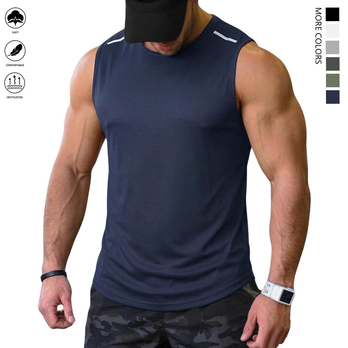 Men's Quick Dry Athletic Tank Top Reflective Design Sleeveless Workout Shirt for Men, Lightweight Breathable Running Gym Fitness Tank Top for Training, Outdoor Sports Men's Quick Dry Athletic Tank Top Reflective Design Sleeveless Workout Shirt for Men, Lightweight Breathable Running Gym Fitness Tank Top for Training, Outdoor Sports