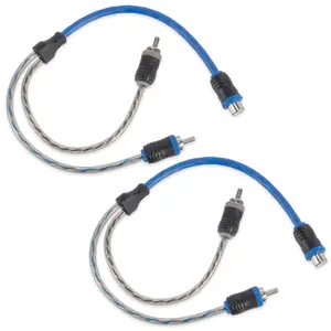 XIV2M Oxygen Free Copper 1 Female to 2 Male Y-Adapter Twisted Pair V-Series Car Audio RCA Audio Interconnect Cable with Shielded Noise Reduction and Split-tip Silver-Plated Ends (2-Pack)