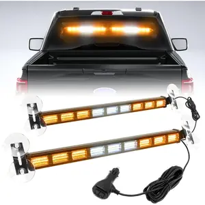 Upgraded Switchable 4 Colors Emergency Strobe Traffic Advisor Light Bar 162 LED 2 in 1 Windshield Visor Safety Warning Flashing Lights for Firefighter Police Truck Vehicle (Amber/White)
