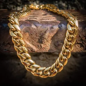 18K Vacuum-gold Plated Hip Hop Jewelry Miami Cuban Link Chain Necklace Fashionable Accessory Valentines Gifts for GF Men Women unisex Monaco Mexico & Micro Promise chains For Husband Boyfriend Birthday Gift, Gold Statement Chain, Valentine Gifts tiktoksho