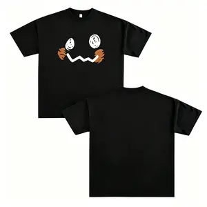 Unisex retro casual T-shirt with large Pokémon print, made of soft, pre-shrinkable pure cotton, perfect for everyday street style.