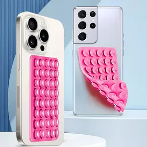 12 Color Stock 80pcs Dual-Sided Silicone Phone Suction Cup, Anti-Slip Portable Mobile Holder, Square Design, Vacuum Suction Phone Holder, Cross-Border