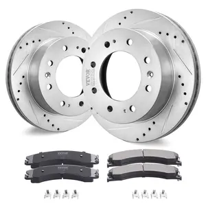 VEVOR Front Brake Kit Compatible with 2011-2019 Chevy Silverado GMC Sierra 2500 3500 HD, Drilled and Slotted Brake Rotors Ceramic Brake Pads Replacement Kit, 14 Front Rotors