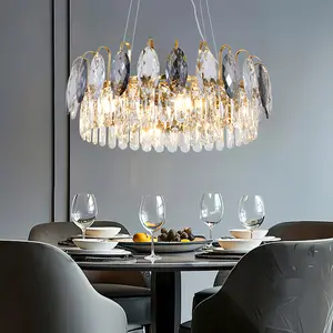 Modern Crystal Ceiling Light 24” Chrome Silver Finish 6 Lights Chandelier Round 3-Tier Light Fixture for Living Room Bedroom pendant light