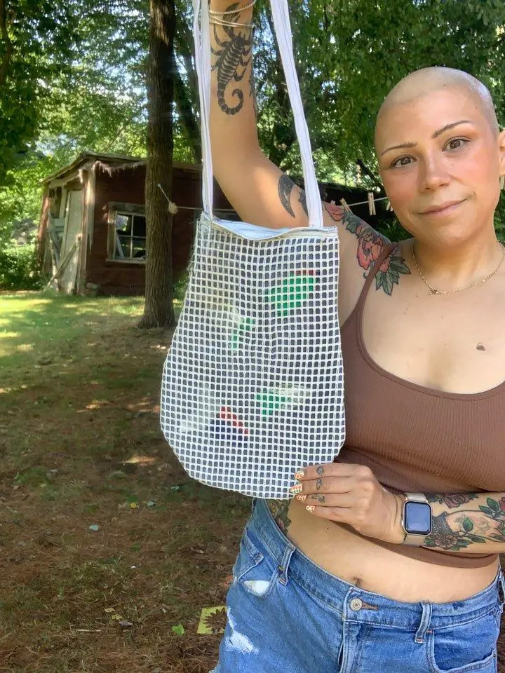Vintage Lace Gone Fishing Bag with Fish Keychain & Handmade Patches Unique One-of-a-Kind Design