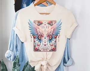 # 336 - Angel Numbers 11:11 Tarot Card Design - Print Unisex Crewneck Tee T-shirt - Shirt Tshirt