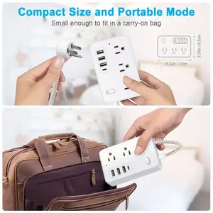 10-in-1 Surge Protector Power Strip with Switch, 6 US Outlets, 4 USB Ports (1 USB-C), 5ft/ 1.5m US Plug, Perfect for Office, Kitchen, Dorm, Travel