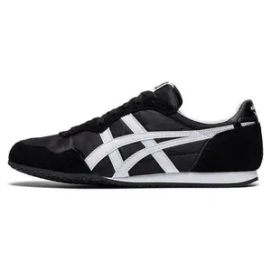 Onitsuka Tiger Serrano 'Black White' Men's Casual Slip-On Sneakers with Round Toe & Breathable Mesh Upper for All Seasons
