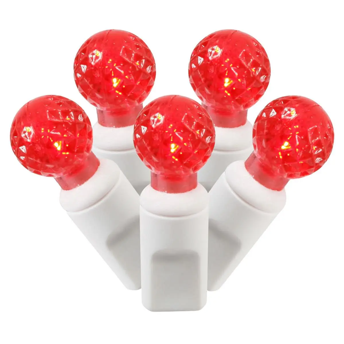 Vickerman 100-Lt LED Light Set, 4 in x 34 ft Festive Decor with Red & White Wire, G12 End Connecting, for Christmas Home Glowing Decor