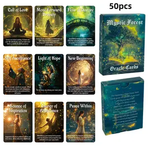 50 Pcs Mystic Forest Oracle Cards, Tarot Board Game for Party & Gathering, Interactive Tabletop Card Games for Adults, Fun Entertainment, Visual Stimulation Cards