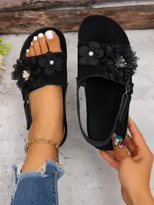 2026 Women's Sandals, Summer New Open-Toe Flat Slippers, Lightweight Soft Sole, Casual Beach Shoes, Fashionable Outdoor Footwear, Open Toe Slides, Open Toed Slippers