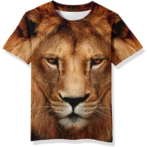 Unisex Realistic Lion Face 3D Print T - Shirt for Adults, Casual Daily/Outdoor Wear, Safari Theme, Animal Lovers, Halloween Party Outfit
