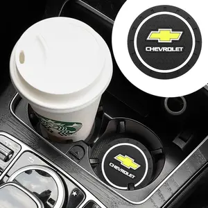 For Chevrolet Logo Lacetti Aveo Cobalt Cruze Malibu Trax Camaro Sail Auto Emblem Accessories 1/2/4Pcs Car Coaster Water Cup Bottle Holder Anti-slip Pad Mat silicone coasters bottle racks interior decoration
