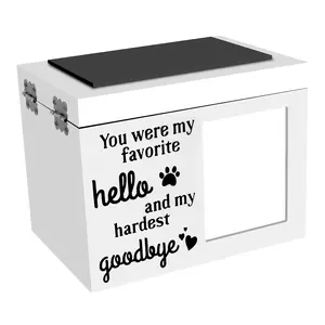 Pet Memorial Urn for Dog or Cat Ashes with Photo Frame Wood Dog Urn Personalized Pet Urn Pet Memorial Keepsake Memory Box with Key and Lock for Loss Pets