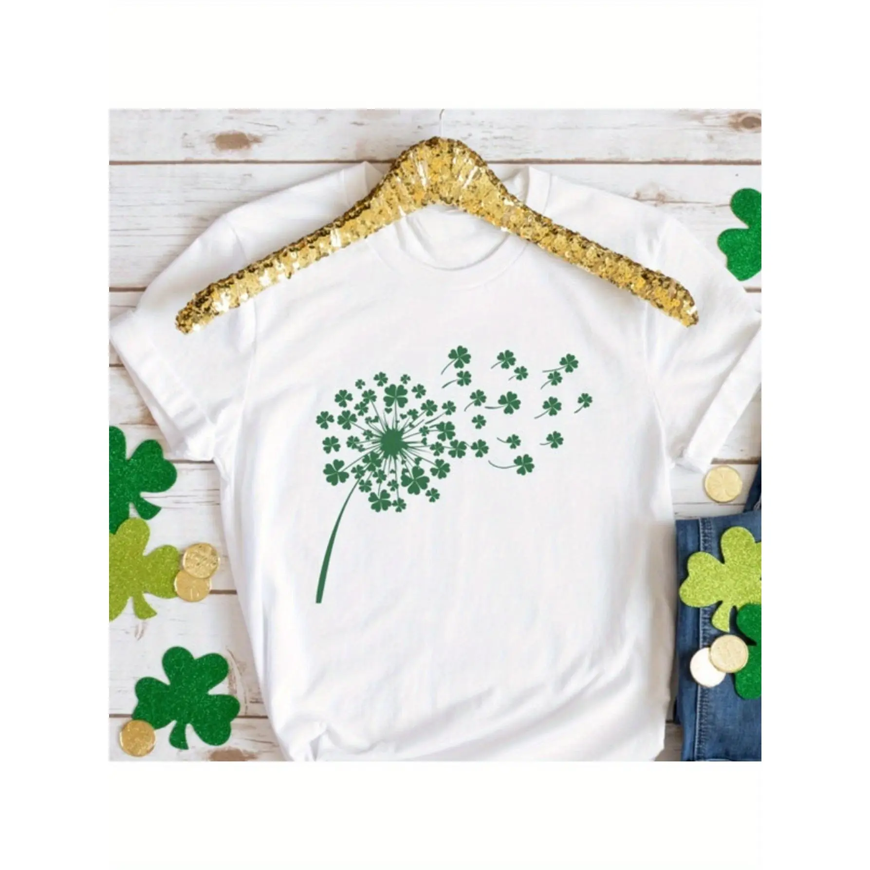 St. Patrick'S Day T-Shirt, Dandelion Top, Shamrock Apparel, Clover Top, Unisex - Easter, Christmas, Valentine'S Day, Carnival, Gifts for Parents, Friends, Family, And Colleagues for St. Patrick'S Day