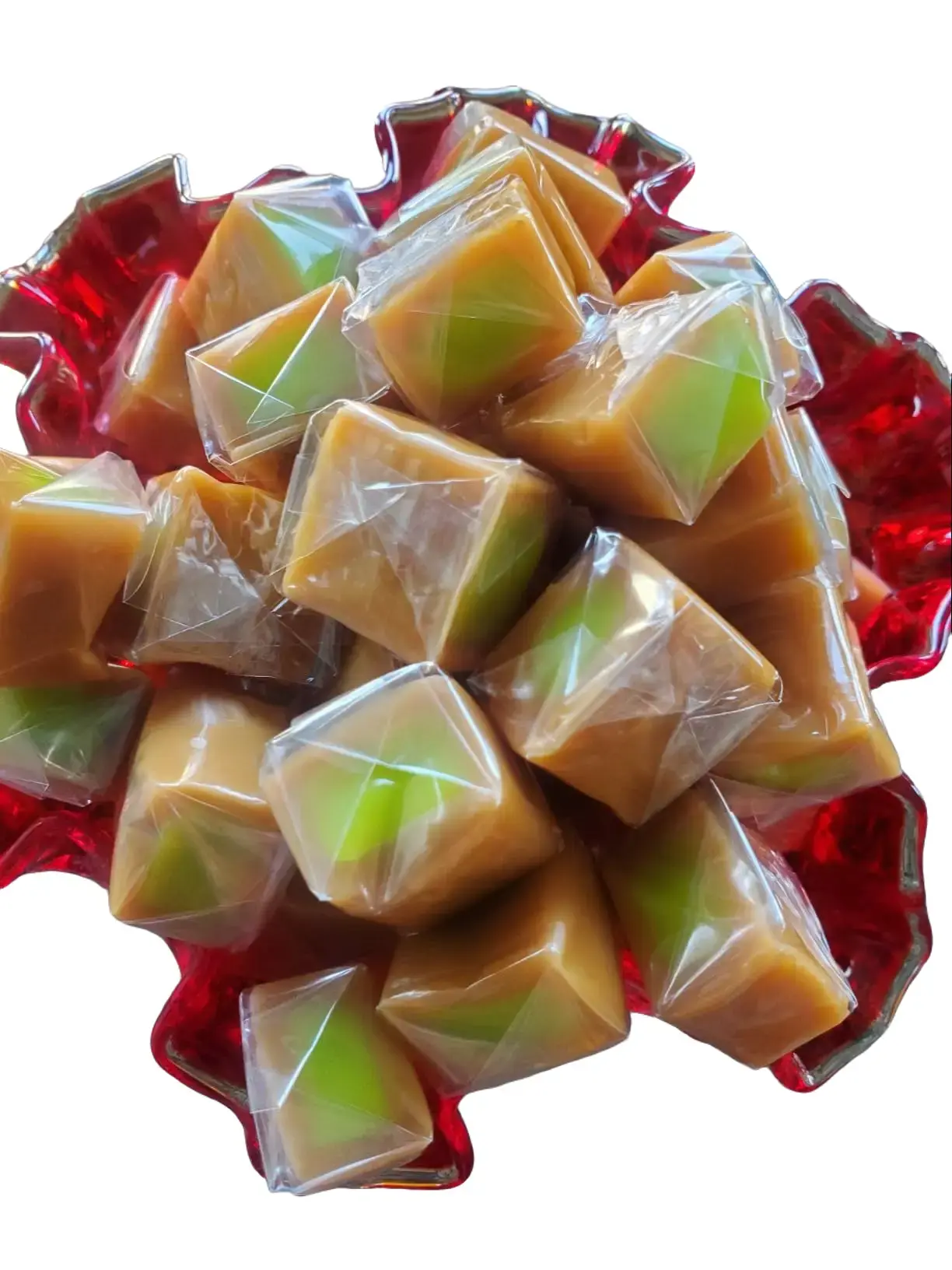 Caramel Cubes Candy | 1 Pound Bag - Approx. 75 Count | Green Apple Filling | Individually Wrapped