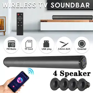 Smart TV Bar Speaker, 4-Speaker Surround Sound Wireless Home Theater Stereo Speaker, 20W 21.5-Inch Home Audio Bar Speaker, AUX RCA FM USB TF TWS Audio Input, Suitable for TV Computer Gaming Music Movies, Infrared Remote Control