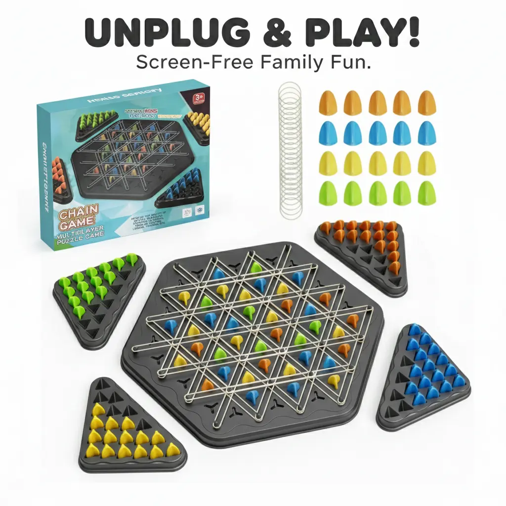 Viral Triggle Battle  - Competitive Rubber Band Strategy Board  for Kids & Teens, Interactive Family Night Fun (2-4 Players) Electric Shock Roulette Party Game Magnetic Chess crokinole