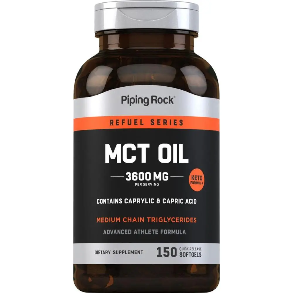Piping Rock MCT Oil Softgel Capsules | 3600mg | 150 Pills | Keto-Approved | Non-GMO, Gluten Free Supplement