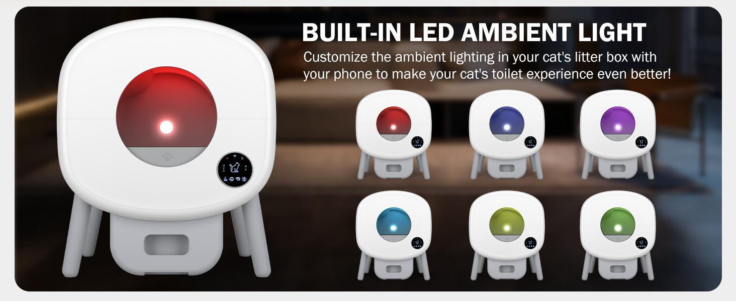 TAYACICY Automatic Self Cleaning Litter Box, Large Capacity Cat Litter Box Self Cleaning for Cats 2.2-33lbs, App Control,Safety Protection, 2 Roll Garbage Bags,White & Grey