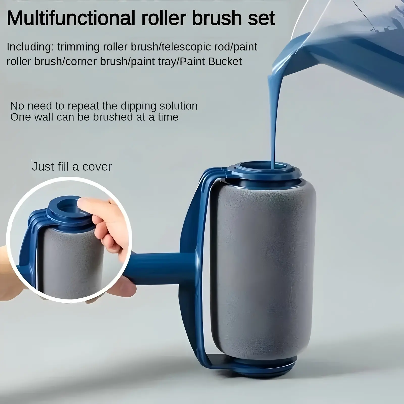 Multi-Functional Home Paint Roller Brush Kit, Painter Tool, Professional Paint Roller, Flocking Edge Tool, Corner Cutter, Smooth Wall Painting, Paint Roller Extension Pole